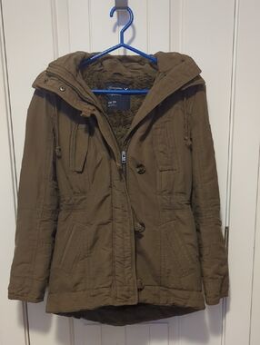 American Eagle Outfitters Olive Utility Hooded Jacket